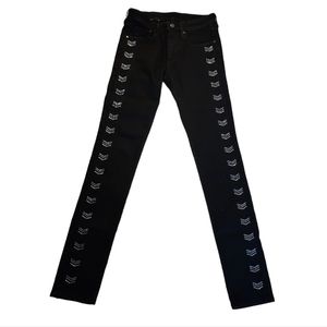 𝅺H&M Skinny Regular Black w/Rhinestone Pants, Size 26/32